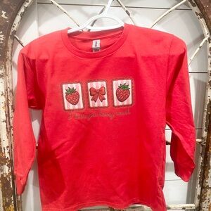Gildan Kids Long Sleeve Tee - Red Strawberry Design